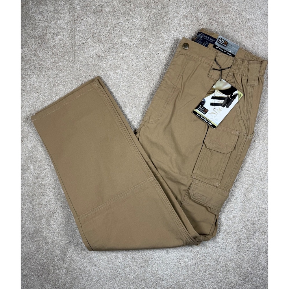 5.11 Tactical Series Mens 74251 Cotton Canvas Cargo Pants 34x32 Coyote Brown NWT